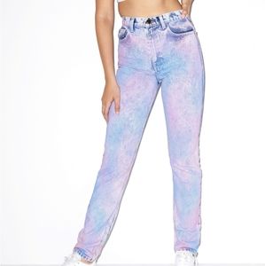 American Apparel high rise jeans in rainbow wash